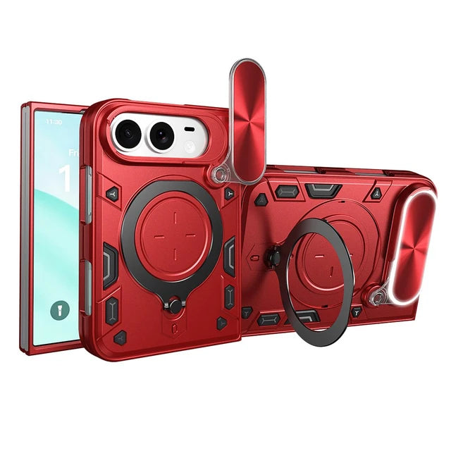 Cover HÍBRIDO rojo para iPhone Duo con soporte magnético y protector de cámara, a la venta en Smart Fix Ponce
