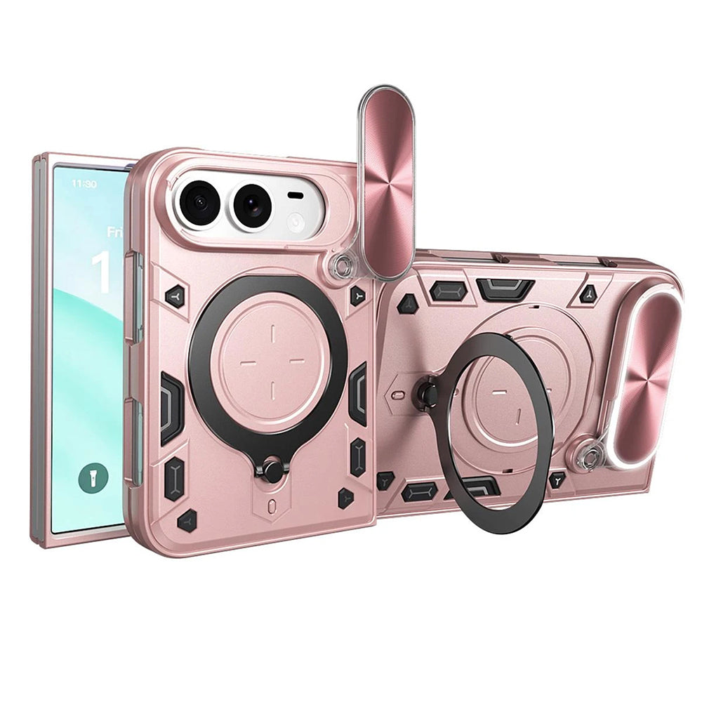 Cover HÍBRIDO rose gold para iPhone Duo con soporte magnético y protector de cámara, a la venta en Smart Fix Ponce