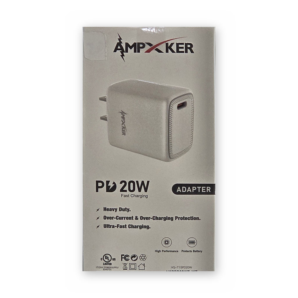 Cargador de pared USB-C 20W Ampxker, otra vista, a la venta en Smart Fix Ponce