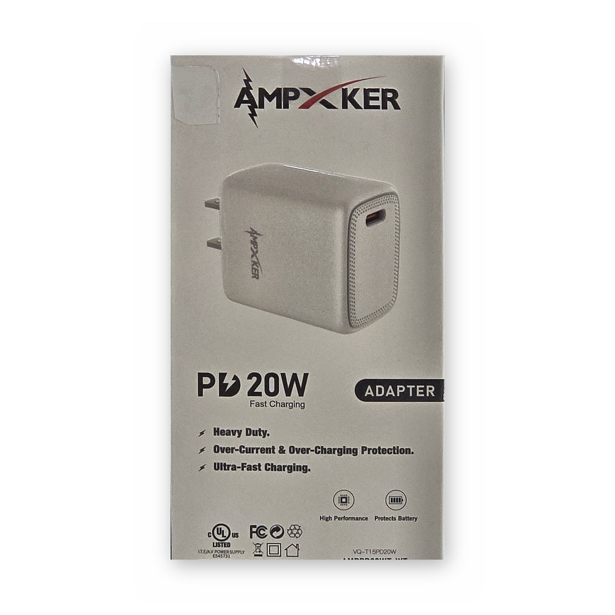 Cargador de pared USB-C 20W Ampxker, otra vista, a la venta en Smart Fix Ponce