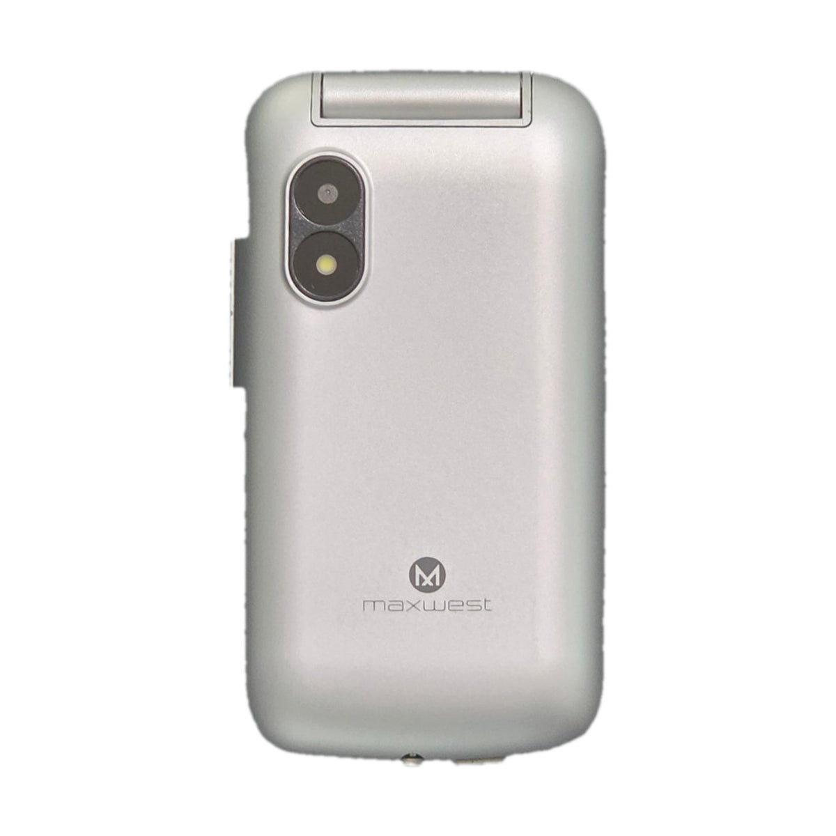 Maxwest Vice 4G plata, parte de atrás con cámara y flash